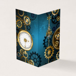 Steampunk turquoise Achtergrond met tandwielen Visitekaartjes