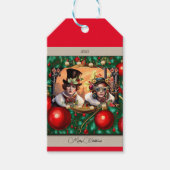 Steampunk Twee Hartjes Kerst  Cadeaulabel (Voorkant)