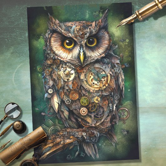 Steampunk Uil 1 Decoupage Papier