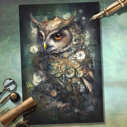Steampunk Uil 3 Decoupage Papier