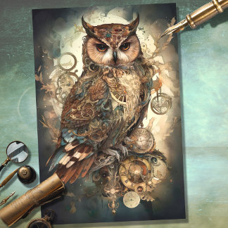 Steampunk Uil 4 Decoupage Papier