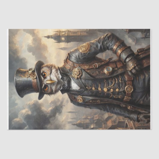 Steampunk Uil -Decoupage- Tissuepapier (Voorkant)