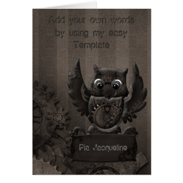 Steampunk Uil Kaart (Voorkant)