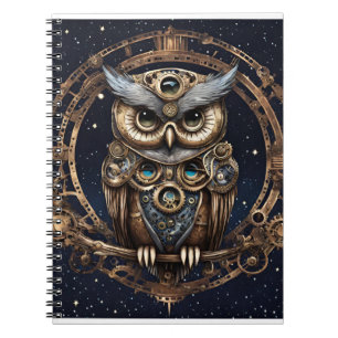 Steampunk Uil Tegen de Sterrenhemel Notitieboek