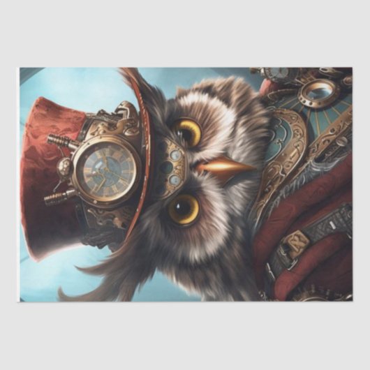 Steampunk Uil Weefsel Papier (Voorkant)