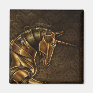Steampunk Unicorn Damask Magnet Magneet