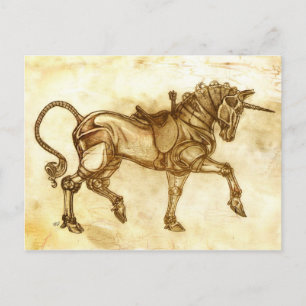 Steampunk Unicorn Sketch Post Card Briefkaart