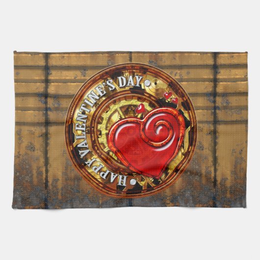 Steampunk Valentijn 1A Keukenhanddoeken (Horizontaal)