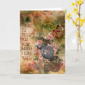 Steampunk Valentijn Kaart - Blank (Gele Bloem)