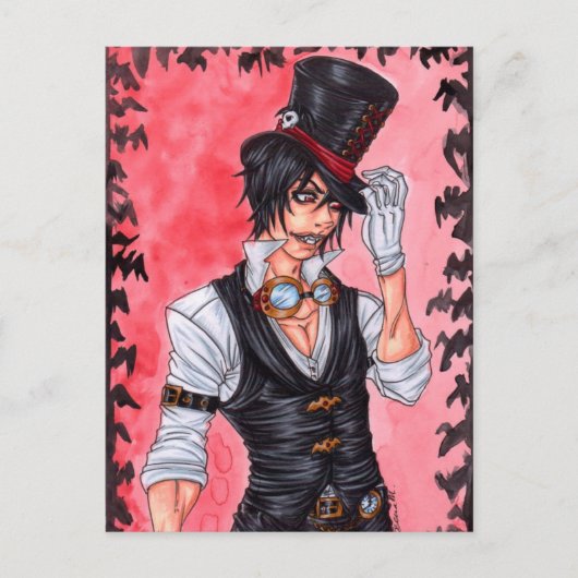 Steampunk Vampire Briefkaart (Voorkant)