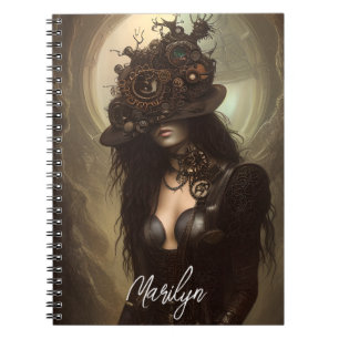 Steampunk Verberg je ogen originele kunstwerk Notitieboek