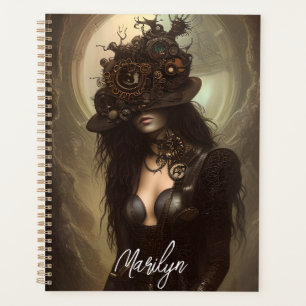 Steampunk Verberg je ogen originele kunstwerk Planner