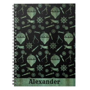 Steampunk Verdigris Bronze Ballooning Aangepaste n Notitieboek