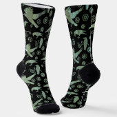 Steampunk Verdigris Bronze Crows en Gears Socks Sokken (Gebogen)