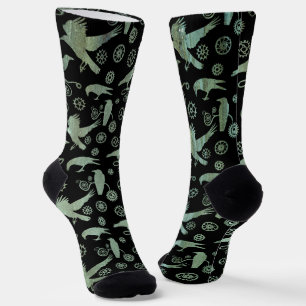 Steampunk Verdigris Bronze Crows en Gears Socks Sokken