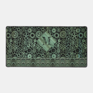 Steampunk Verdigris bronze engrenages Monogramme