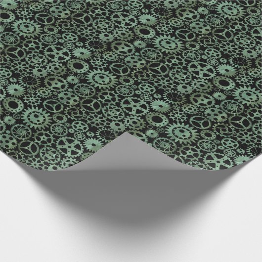 Steampunk Verdigris Bronzen Gears Cadeaupapier (Hoek)