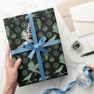 Steampunk Verdigris Bronzen Gears en Kroes Cadeaupapier