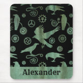 Steampunk Verdigris Gears en Crows - Aangepaste na Muismat (Voorkant)