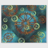 Steampunk Verdigris Rusty Cogwheels Cadeaupapier (Vlak)