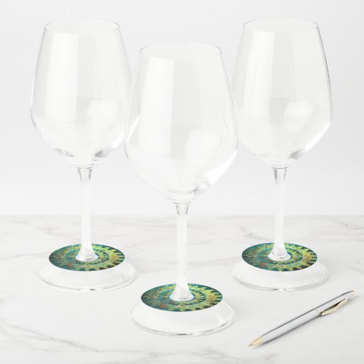 Steampunk Verdigris Rusty Cogwheels Wijnglaslabel (Set)