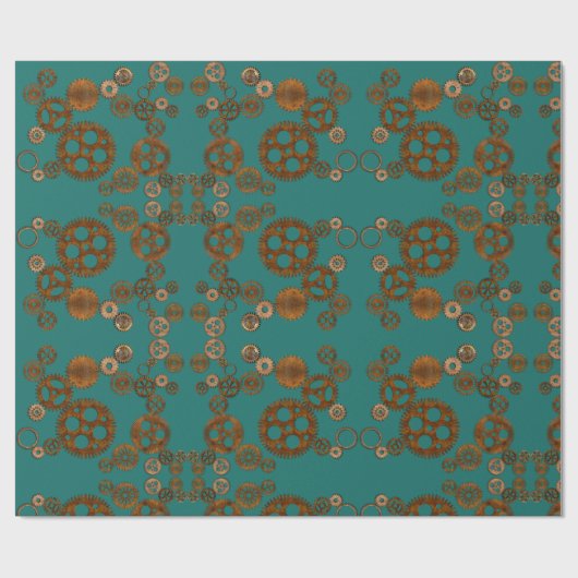 Steampunk Verdigris Rusty Gears Patroon Cadeaupapier (Vlak)