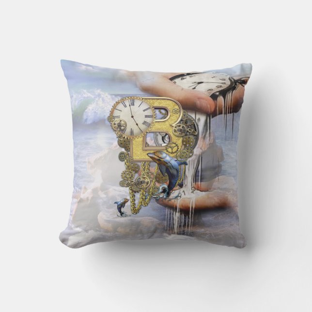 Steampunk verjaardagsbrief B Kussen (Voorkant)