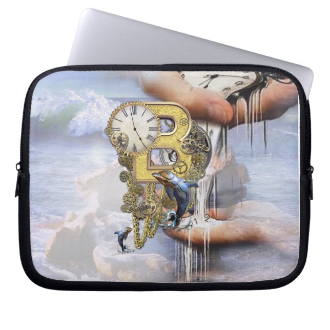 Steampunk verjaardagsbrief B Laptop Sleeve (Voorkant)