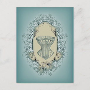 Steampunk Victoriaans bloemenkrans korset Briefkaart