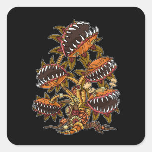 Steampunk Victoriaans carnivoren Plant Venus Fly Vierkante Sticker