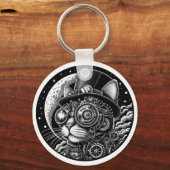 Steampunk Victoriaans Cat Sleutelhanger (Voorkant)
