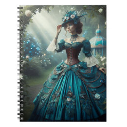 Steampunk  Victoriaans dame in een tuin Notitieboek