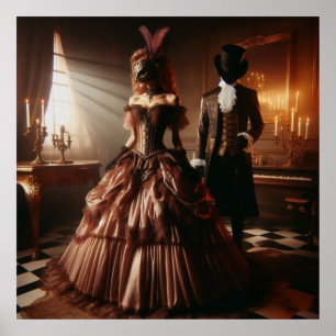 Steampunk Victoriaans Fantasie Kunst Maskerade Poster