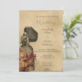 Steampunk  Victoriaans Floral Wedding Kaart (Staand voorkant)
