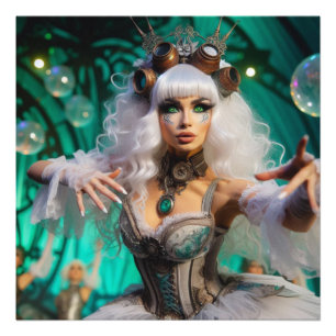 Steampunk Victoriaans futuristische groene danser Foto Afdruk