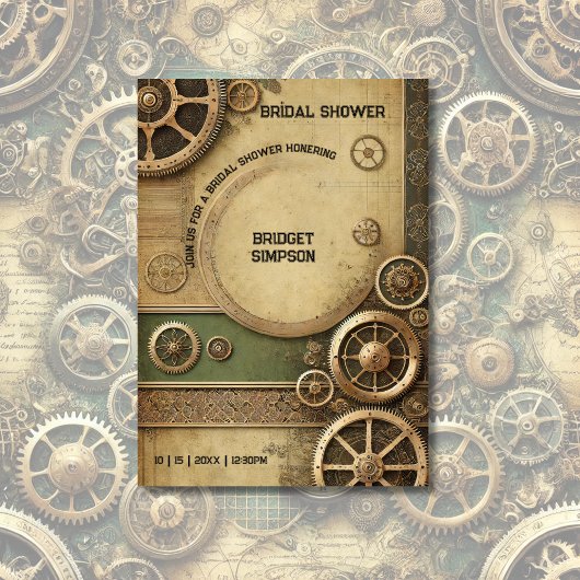 Steampunk Victoriaans Gearwork Bridal Kaart