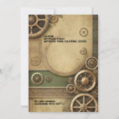 Steampunk Victoriaans Gearwork Bridal Kaart (Achterkant)