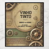 Steampunk Victoriaans Gearwork Wedding Wijn Etiket (Enkel label)