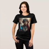 Steampunk Victoriaans Industrial Lady Adventuress Tri-Blend Shirt (Voorkant volledig)