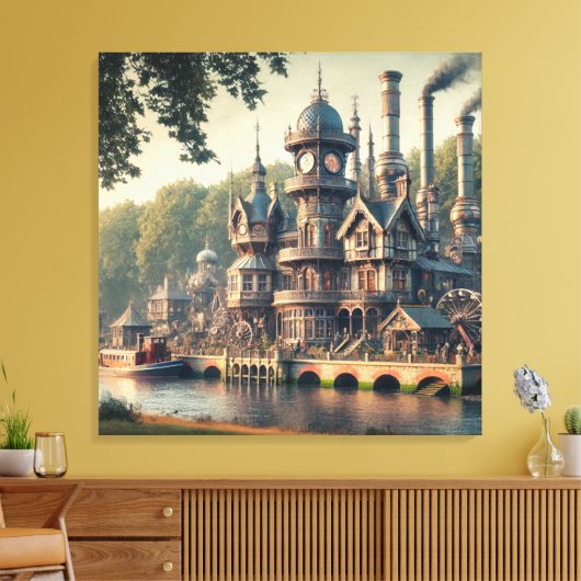 Steampunk Victoriaans Industriefabriek Canvas Afdruk (Insitu (Woonkamer))
