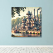 Steampunk Victoriaans Industriefabriek Canvas Afdruk (Insitu (Houten vloer))