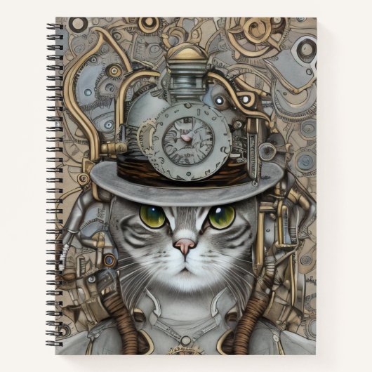 Steampunk Victoriaans kat Notitieboek (Voorkant)