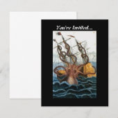 Steampunk Victoriaans | Kraken Giant Octopus Kaart (Voorkant / Achterkant)