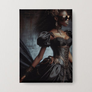 Steampunk Victoriaans Lady Black Raven Button