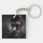 Steampunk  Victoriaans Lady Black Raven Sleutelhanger (Achterkant)