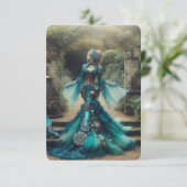 Steampunk  Victoriaans Lady Blauwgroen Zeemeermin (Staand voorkant)