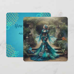 Steampunk Victoriaans Lady Blauwgroen Zeemeermin Kaart
