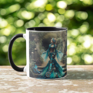 Steampunk  Victoriaans Lady Blauwgroen Zeemeermin Mok