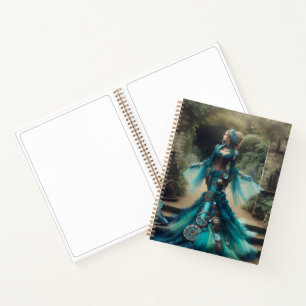 Steampunk  Victoriaans Lady Blauwgroen Zeemeermin Notitieboek