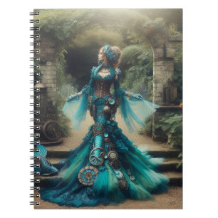 Steampunk Victoriaans Lady Blauwgroen Zeemeermin Notitieboek